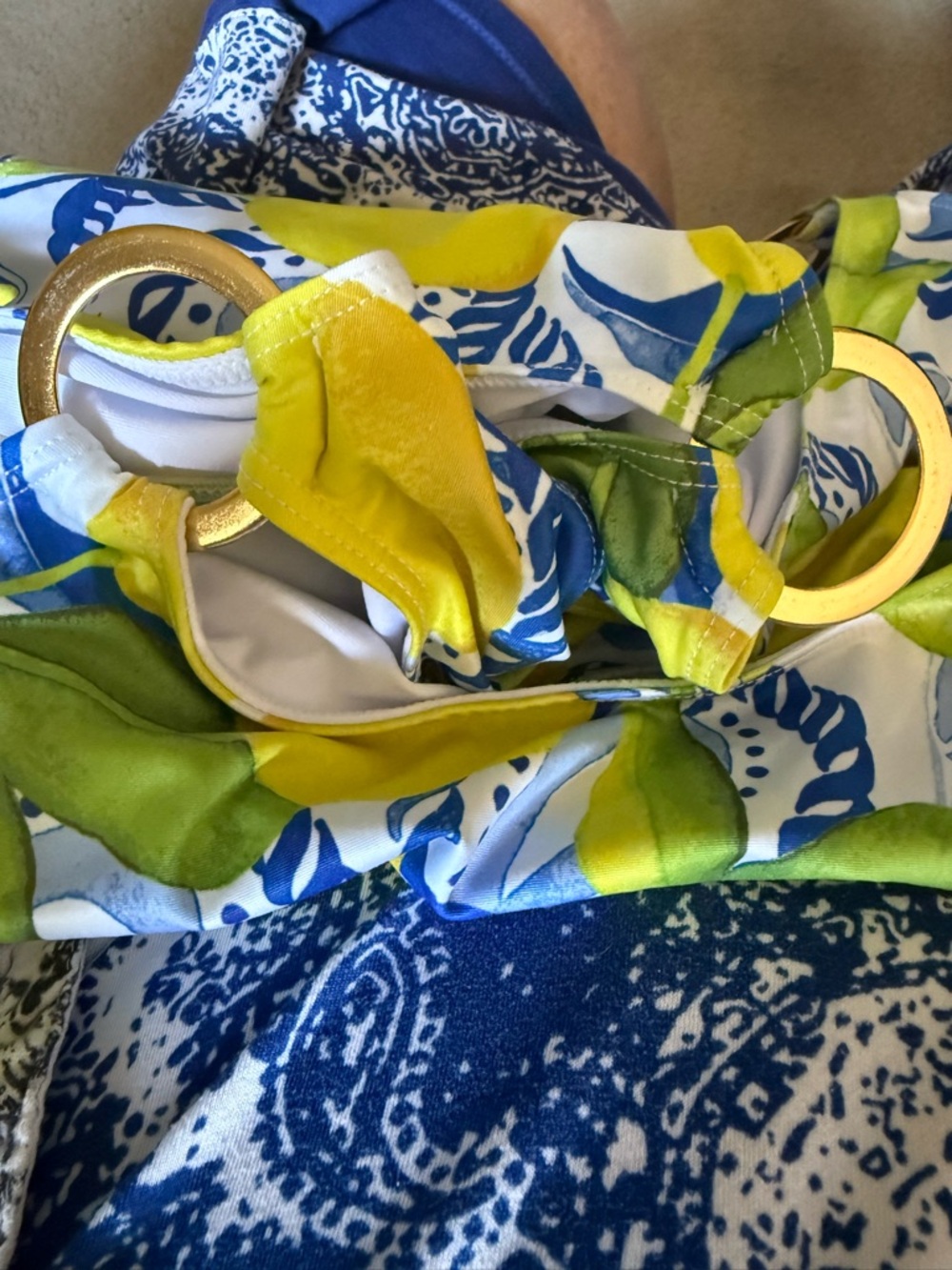 Kenny Flowers Positano Gold Ring Lemon-Print One-Piece Swimsuit - Picture 11 of 12